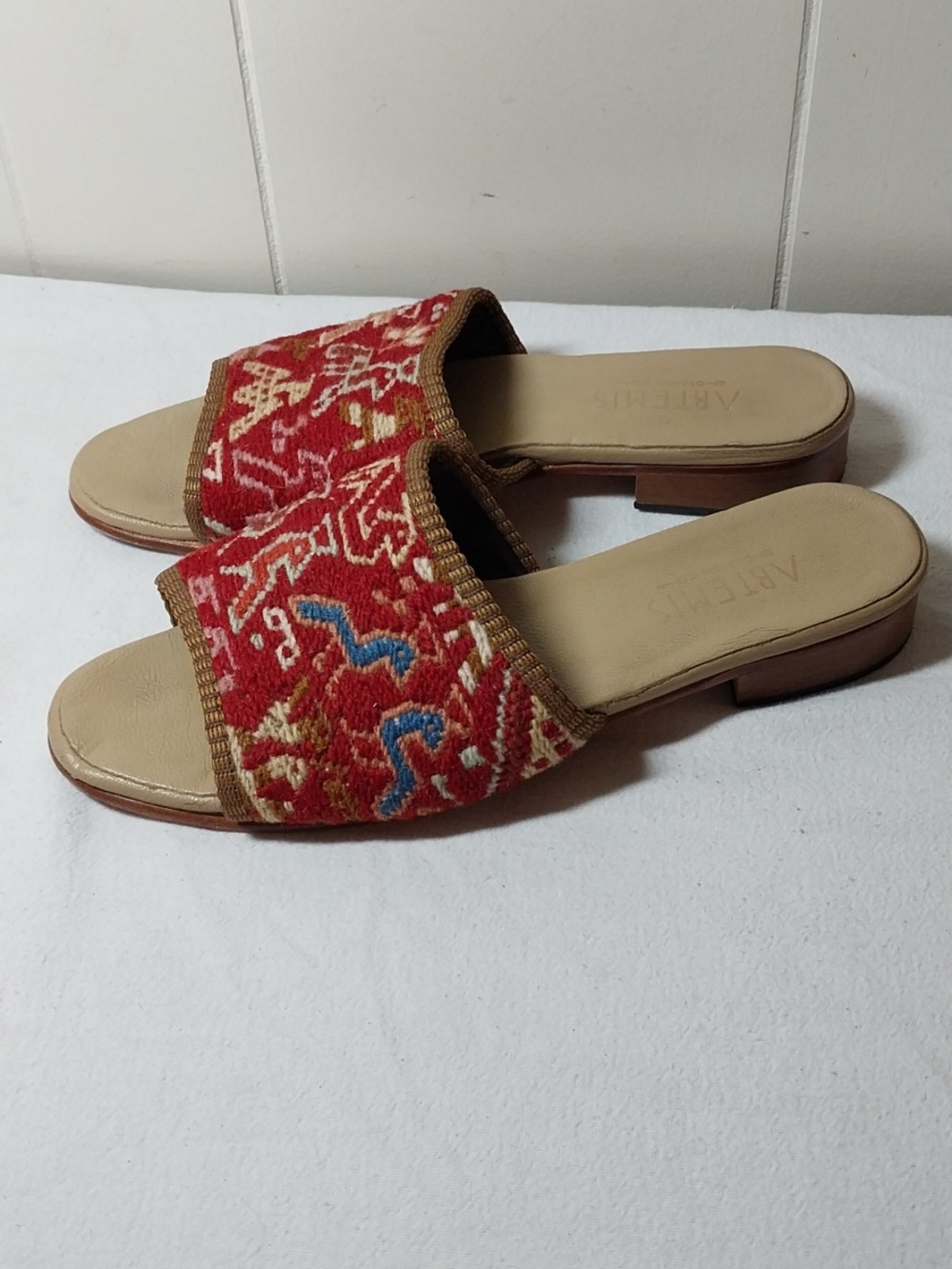 Artemis Design Co. Kilim‎ Slide Sandals Handmade Leather Size 41